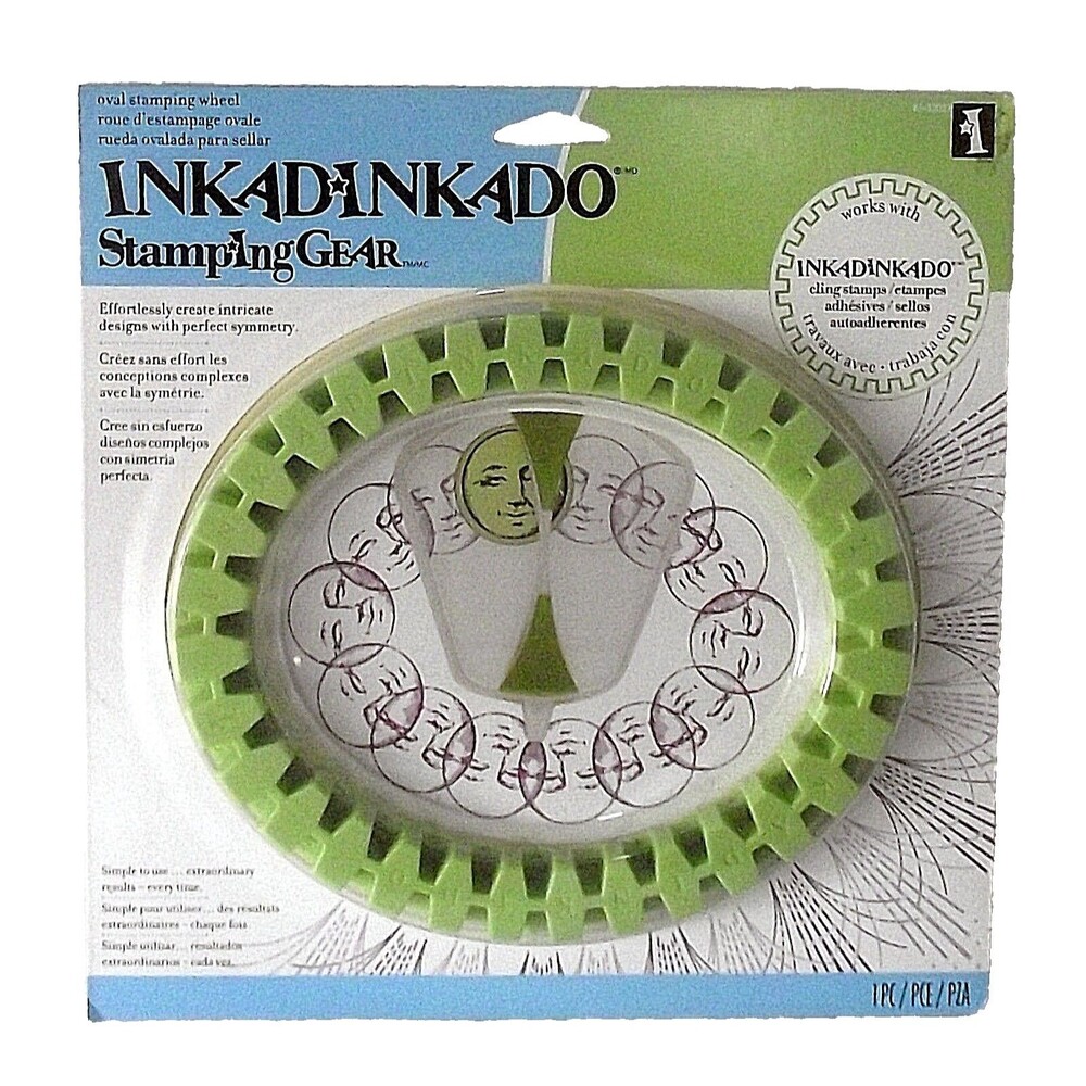 Scrapbook Inkadinkado Stamping Gear Oval Cling Stamps Symmetry Wheel Frame NEW